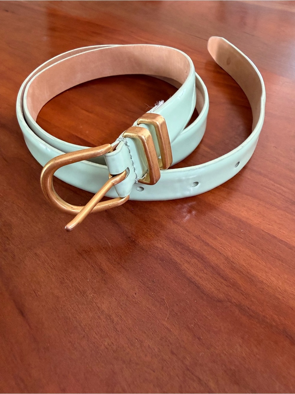 J. Crew Patent Mint Green Belt with Gold Buckle - Picture 15 of 15